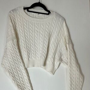 Women’s Altere’d State cream cable crop long sleeve sweater size XL